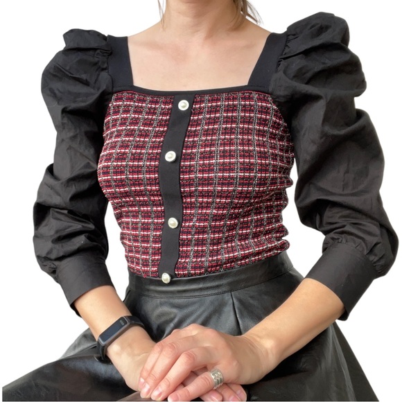 River Island Tops - RIVER ISLAND Puff Shoulder Blouse Size 10